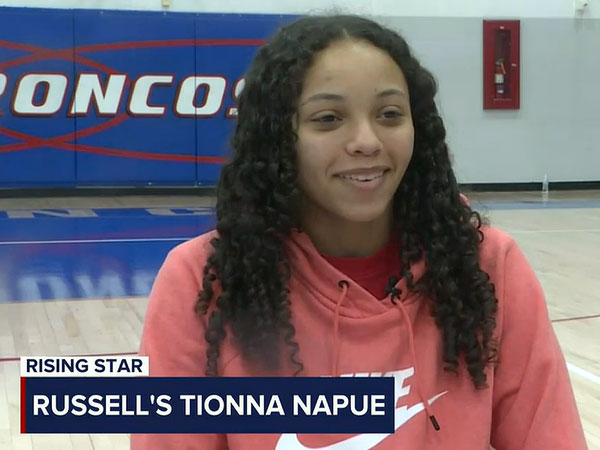 Russell High School freshman Tionna Napue was featured on Wichita TV station KWCH as their "Rising Star" recently.