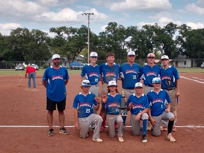 The Russell K-18 Baseball team captured 3rd place at the State Tournament in Lucas on Wednesday, July 27, 2022 for their highest finish since 2005. (Photo by Erik Stone)