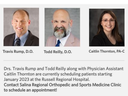 Russell Regional Hospital Partners with Salina Regional Orthopedic Clinic