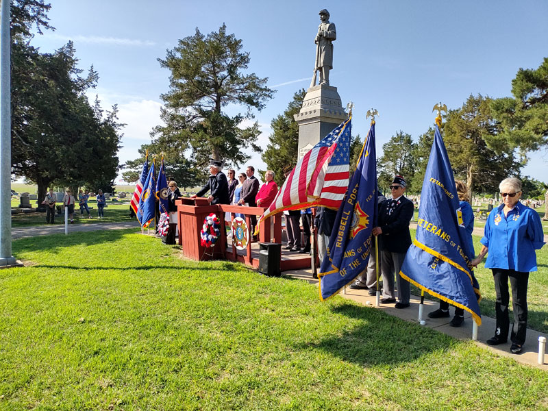 Members of the Russell VFW, American Legion and Auxiliary joined together to present a Memorial Day Service in Russell on Monday, May 29.