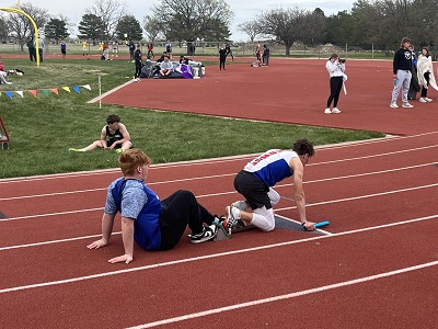 Russell High School Track and Field Athletes compete at the Phillipsburg Invitational on Friday, April 19, 2024. (Photo courtesy of Kelsi Weigel).